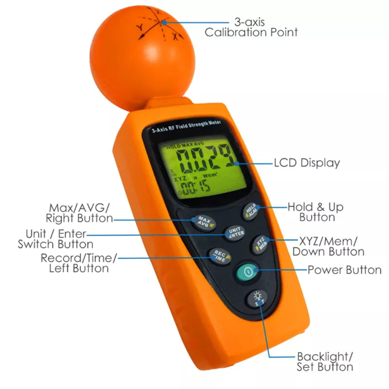 Tenmars TM-195 3-Axis RF Field Meter Tester 50MHz to 3.5GHz