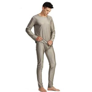 Faraday Men's Long Sleeve Underwear Set 100% Silver fiber Anti-Electromagnetic Radiation
