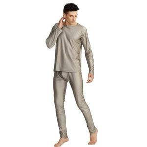 Faraday Men's Long Sleeve Underwear Set 100% Silver fiber Anti-Electromagnetic Radiation