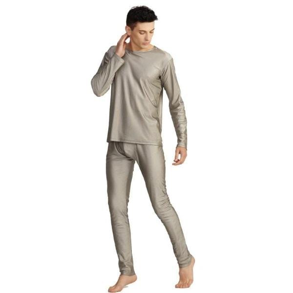 Faraday Men's Long Sleeve Underwear Set 100% Silver fiber Anti-Electromagnetic Radiation