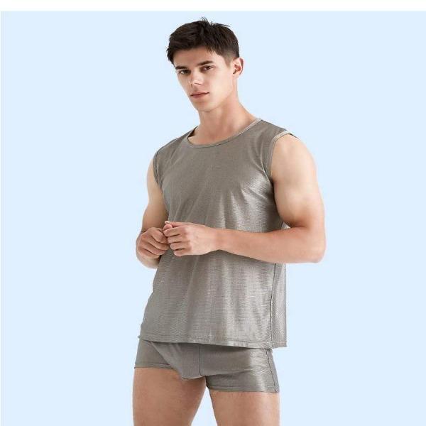 100% silver fiber Electromagnetic Radiation Protective Men's Tank-top and Boxers Tested for 9KHz-40GHz